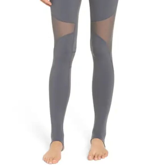 Alo Yoga Coast Mesh Panel Stirrup Leggings in Dark Grey, Size Small - Picture 2 of 5